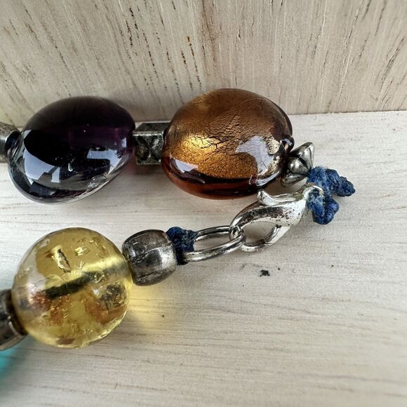 Evil Eye Art Glass Lampwork Beaded Charm Necklace Choker Vintage Jewelry 15” - Picture 6 of 6